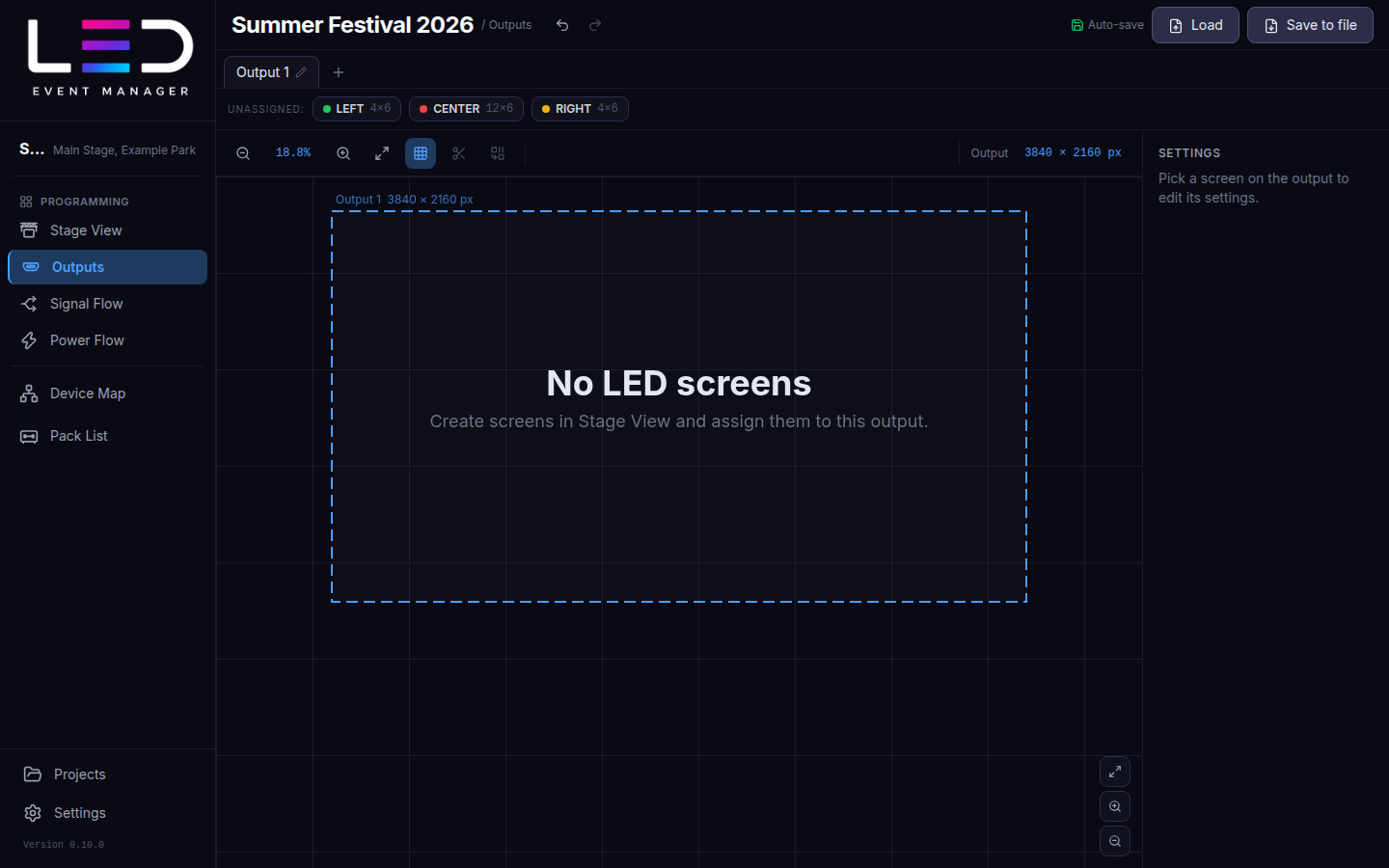 Empty output with unassigned screens