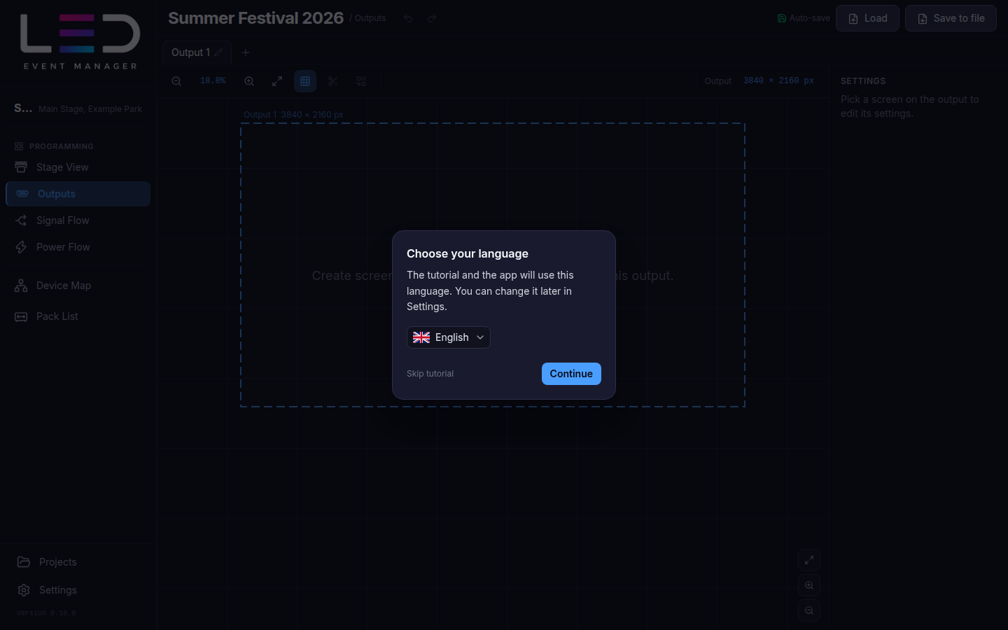 Tutorial: choose your language