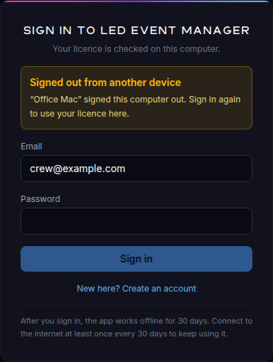 Signed out from another device